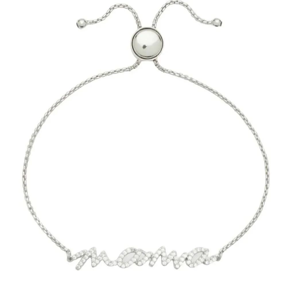 Sophie Harper Baguette and Pave MAMA adjustable bracelet